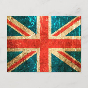 Scratched and Worn Vintage British Flag Postcard
