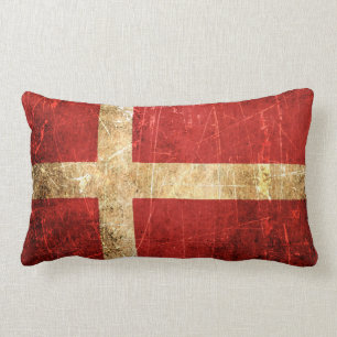 Scratched and Worn Vintage Danish Flag Lumbar Cushion
