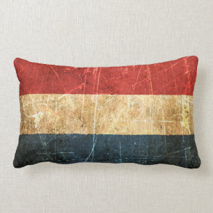 Scratched and Worn Vintage Dutch Flag Lumbar Cushion