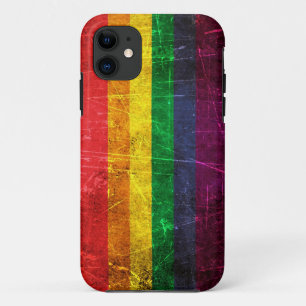 Scratched and Worn Vintage Gay Pride Rainbow Flag iPhone 11 Case