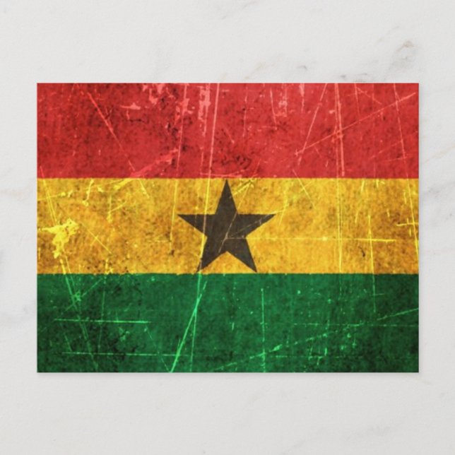 Scratched and Worn Vintage Ghana Flag Postcard (Front)