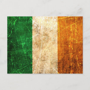 Scratched and Worn Vintage Irish Flag Postcard