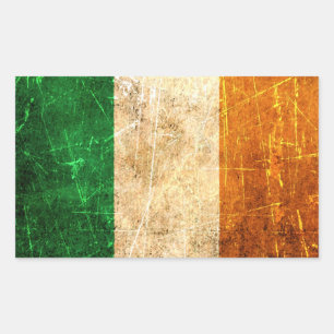 Scratched and Worn Vintage Irish Flag Rectangular Sticker
