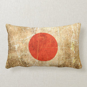 Scratched and Worn Vintage Japanese Flag Lumbar Cushion
