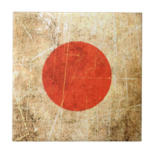 Scratched and Worn Vintage Japanese Flag Tile