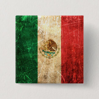 Scratched and Worn Vintage Mexican Flag 15 Cm Square Badge