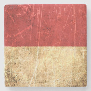 Scratched and Worn Vintage Monaco Flag Stone Coaster