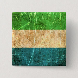 Scratched and Worn Vintage Sierra Leone Flag 15 Cm Square Badge