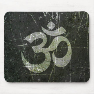 Scratched and Worn Yoga Om Symbol Mouse Pad