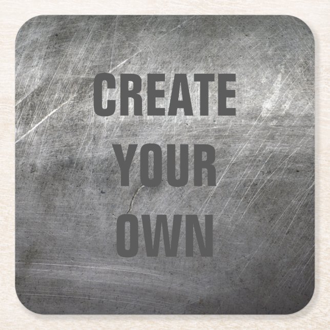 Scratched Brushed Metal Texture Square Paper Coaster (Front)