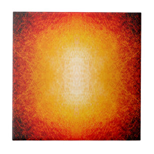 Scratched glowing fireball ceramic tile