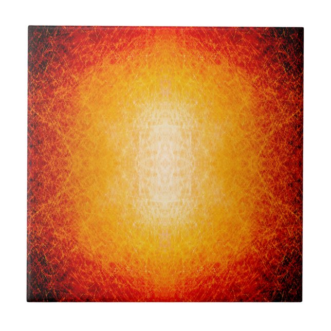 Scratched glowing fireball ceramic tile (Front)