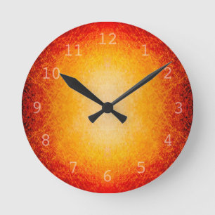 Scratched glowing fireball round clock
