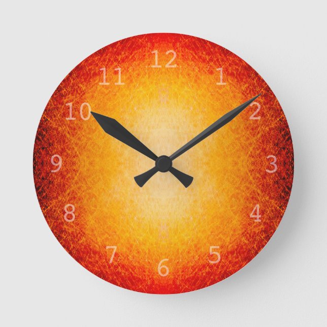 Scratched glowing fireball round clock (Front)