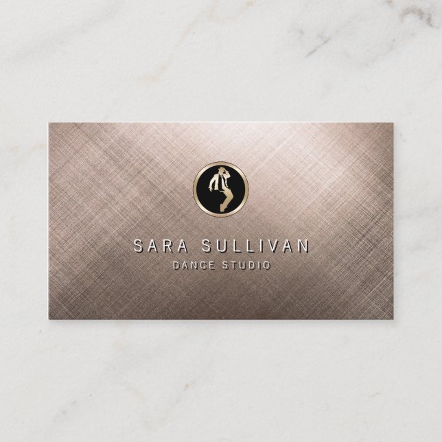 Scratched Metal Dance Studio Icon Business Card (Front)