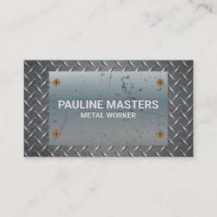 Scratched Metal with Screws Diamond Plated Steel Appointment Card