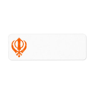 Scratched Orange Sikh Khanda Symbol Return Address Label