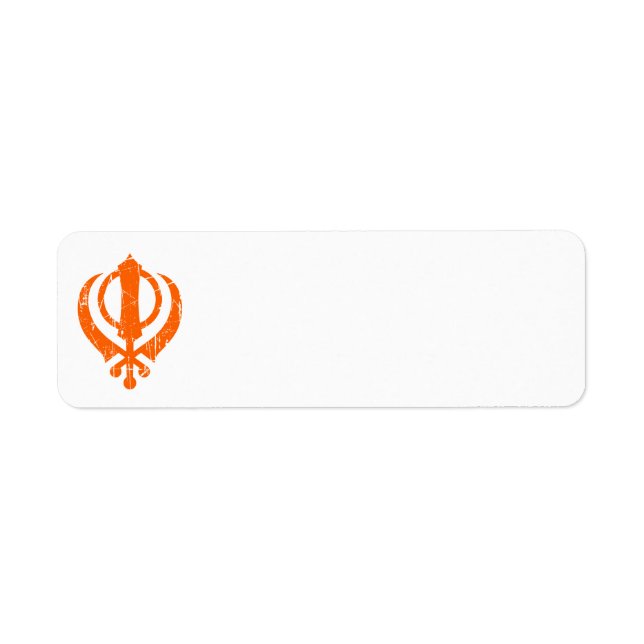 Scratched Orange Sikh Khanda Symbol Return Address Label (Front)
