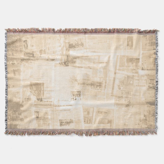 Scratched paper: old newspaper background. throw blanket (Front)