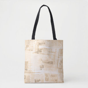 Scratched paper: old newspaper background. tote bag