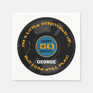 Scratched Record 50th Birthday Napkin