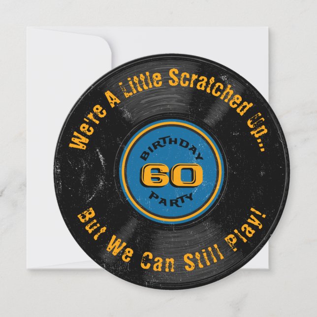 Scratched Record 60th Birthday Invitation Custom (Front)
