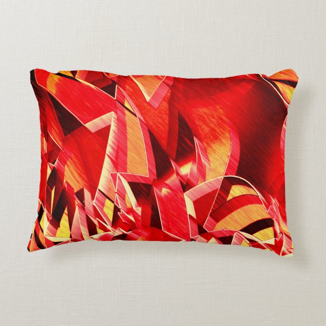 Scratched red ribbons simulating movement decorative cushion (Back)