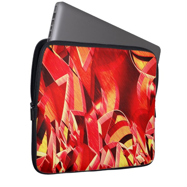 Scratched red strip simulating movement laptop sleeve (Front Right)