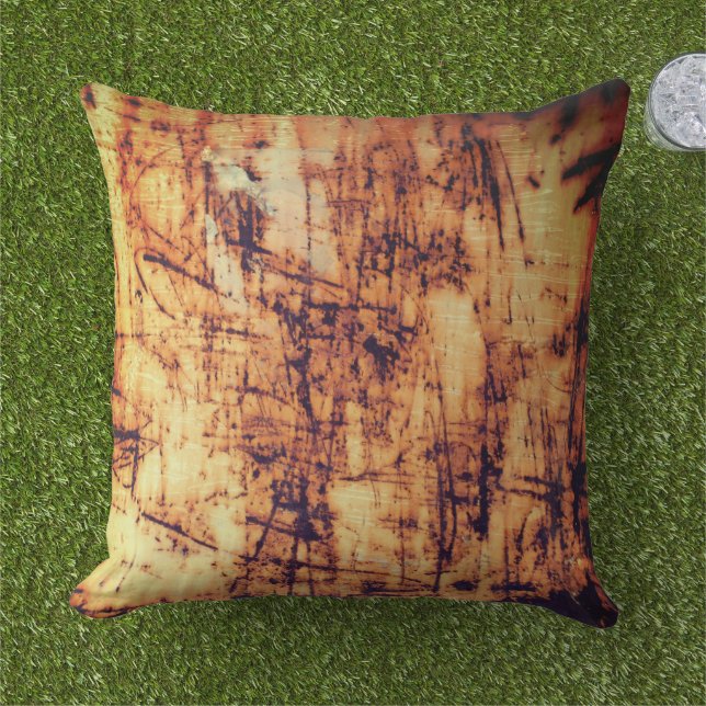 Scratched Rusty Texture - Beige Brown Urban Themed Cushion (Grass)