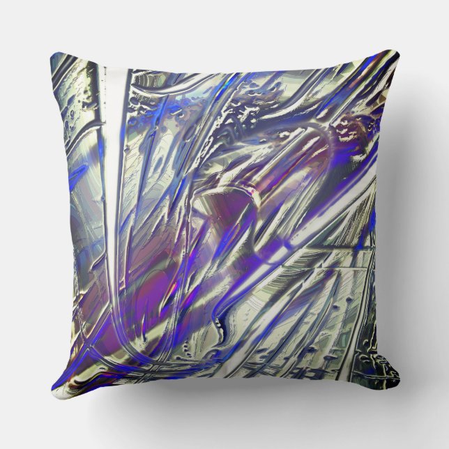 Scratched traces on silver texture under blue fume cushion (Back)