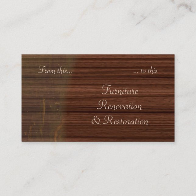 Scratched wood before and after business card (Front)