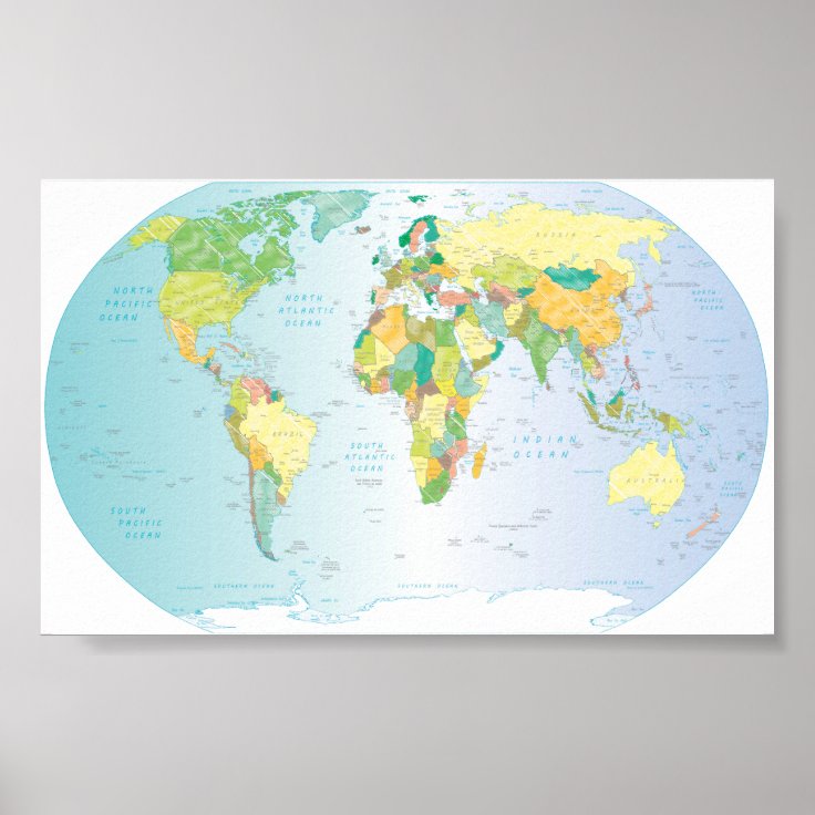 Scratched World map Poster Zazzle