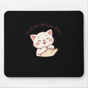 Scratches Are Love Bites - Cute Playful Cat Design Mouse Pad