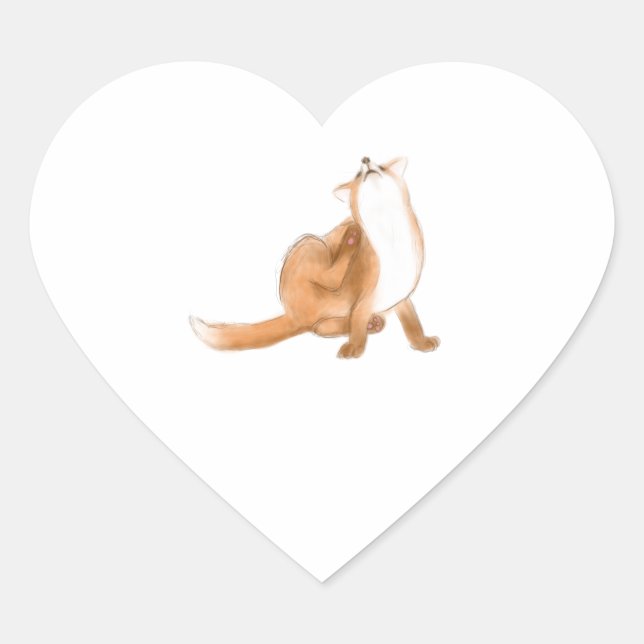 Scratching fox heart sticker (Front)