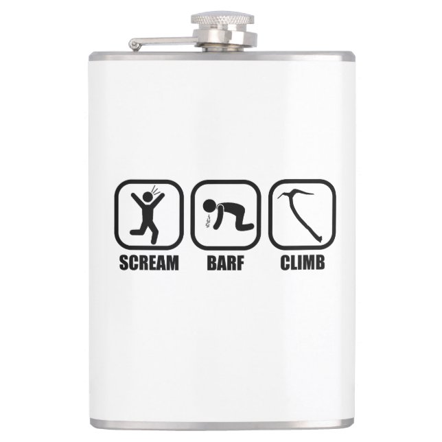 Scream Barf Climb Hip Flask (Front)