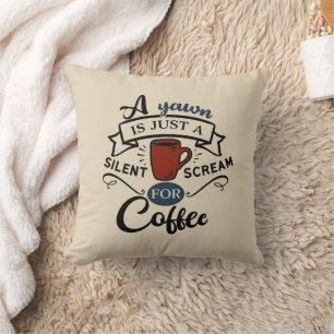 Scream for Coffee Word Art Pillow