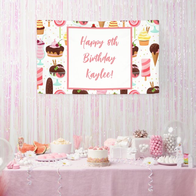Scream for Ice Cream Girls Sweet Cute Birthday Banner (Party)