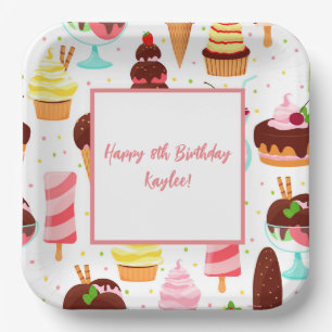 Scream for Ice Cream Girls Sweet Cute Birthday Paper Plate