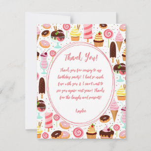 Scream for Ice Cream Girls Sweet Cute Birthday Thank You Card
