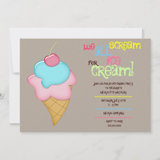 Scream For Ice Cream Invitation (Front)