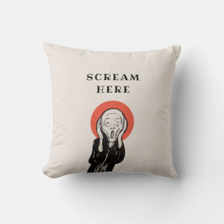 Scream here Throw Pillow