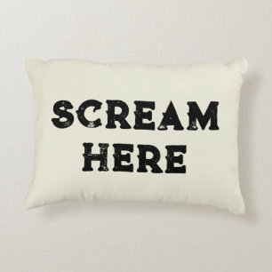 "Scream Here" Typography Halloween Funny Stress Decorative Cushion