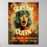 Scream Queen Movie Poster<br><div class="desc">This tongue-in-cheek poster pays tribute to all those who can execute a perfectly ear-shattering scream and want the poster to prove it!</div>