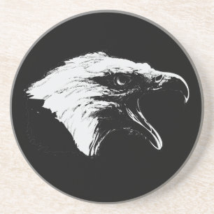 Screaming Bald Eagle in Black Pick Your Background Coaster