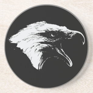 Screaming Bald Eagle in White Coaster