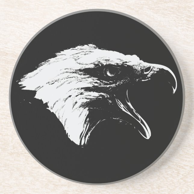 Screaming Bald Eagle in White Coaster (Front)