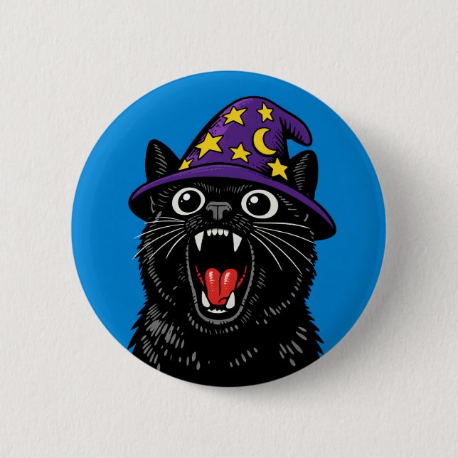 Screaming Cat 6 Cm Round Badge (Front)