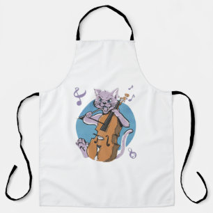 Screaming Cat Musician Playing Cello  Apron
