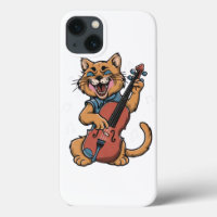 Screaming Cat Musician Playing Cello