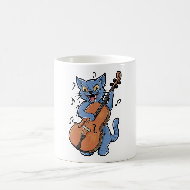 Screaming Cat Musician Playing Cello  Coffee Mug (Center)